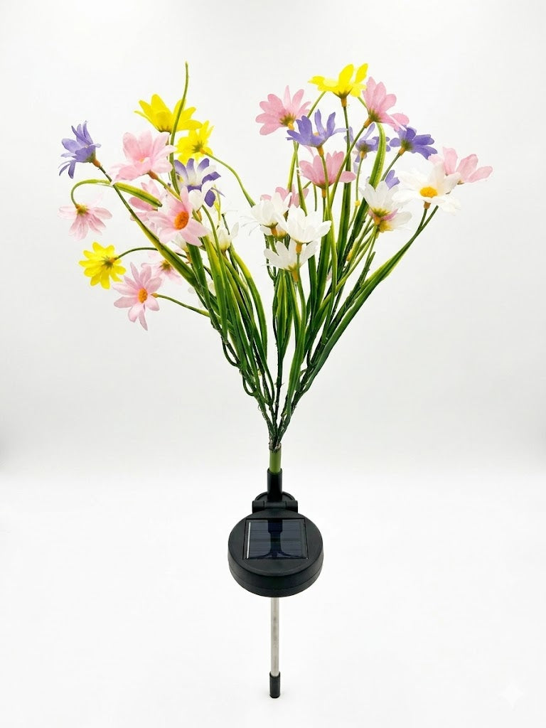 Set 2 Lampi Solare Tip Buchet Flori Multicolore pentru Grădină - Paradis Luminos Noaptea (Rezistentă la Apă)