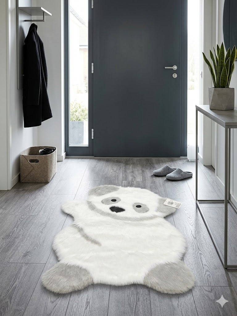 Covoraș Decorativ "Panda Hug" – Ultra-Pufoș, Textură de Blană Artificială, 60 x 90 cm