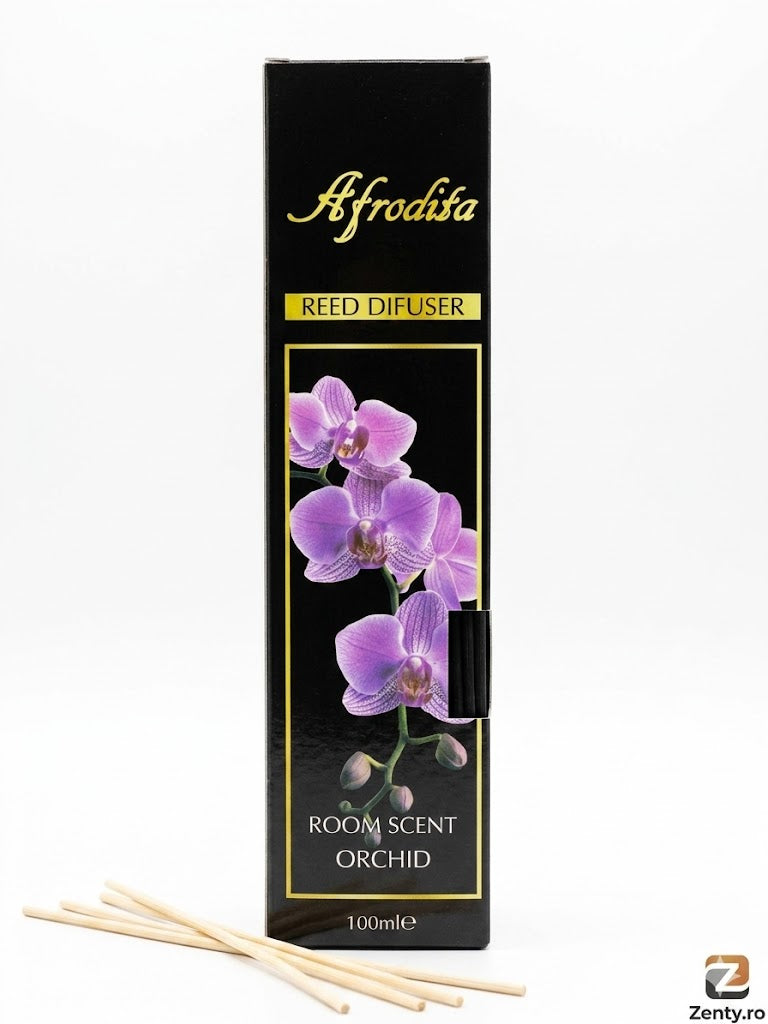 Odorizant de camera cu Bețișoare Afrodita Orchid, 100ml – Aromă Florală de Orhidee, Room Scent Premium