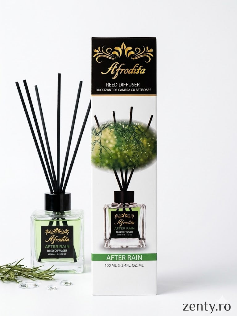 Odorizant de Camera cu Bețișoare Afrodita After Rain, 100ml – Aromă Revigorantă de „Ploaie Curată”, Room Scent Premium