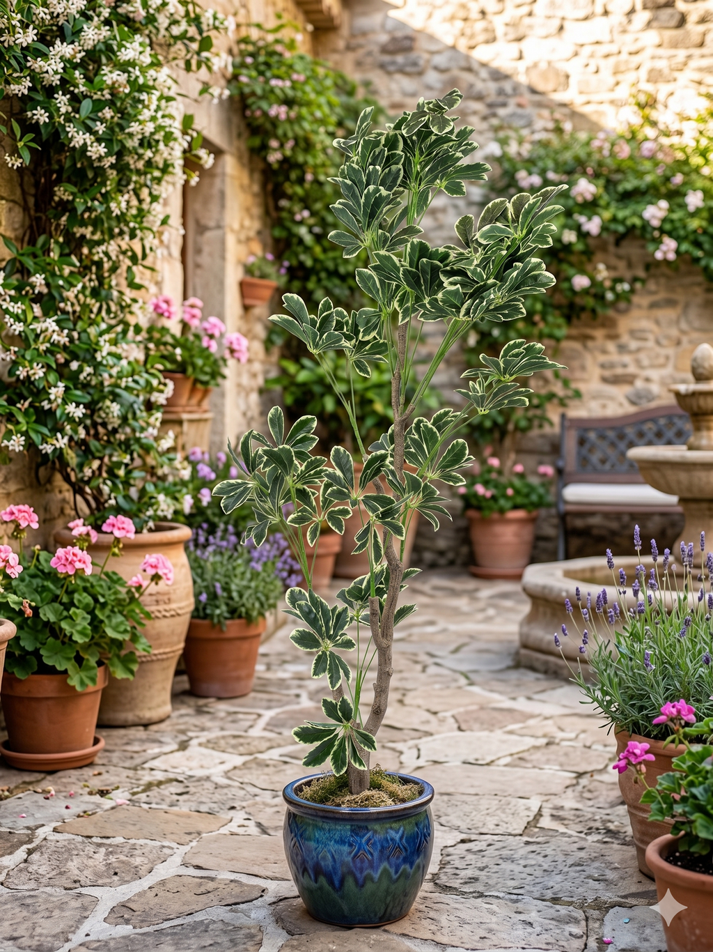 Plantă Artificială Premium 1.8m – Schefflera Variegată în Ghiveci | Decor Verde Elegant