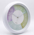 Ceas de Perete Rotund Zenty, Diametru 30 cm, Mecanism Quartz Silențios, Cadran Modern în Culori Pastelate, Ramă Albă Elegantă