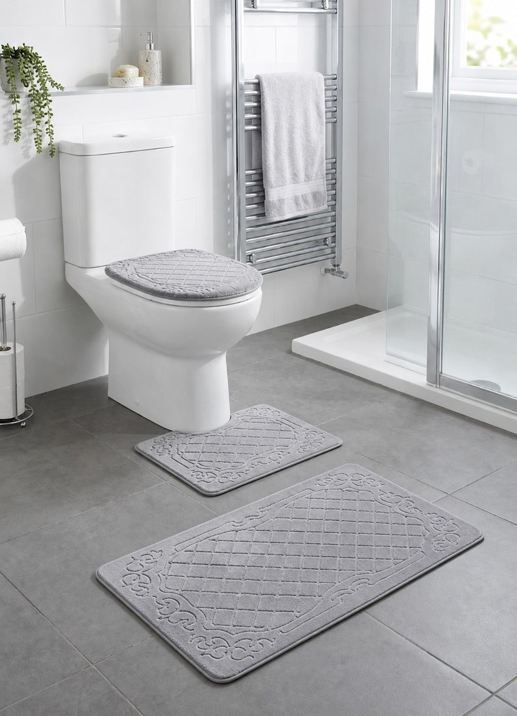 Set 3 Covorașe de Baie Premium Zenty – Microfibră Ultra-Absorbantă, Textură Moale și Bază Antiderapantă, 50x80 cm