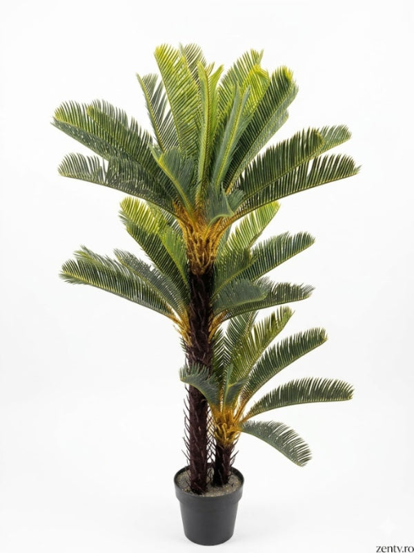 Palmier Artificial Premium Cycas, Înălțime 1.3m, Ghiveci Inclus – Decor Exotic Realistic pentru Interior și Birou