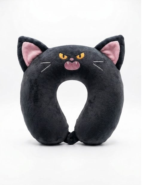 Pernă de Gât Ergonomică "Midnight Cat" – Confort Maxim cu un Design Inedit